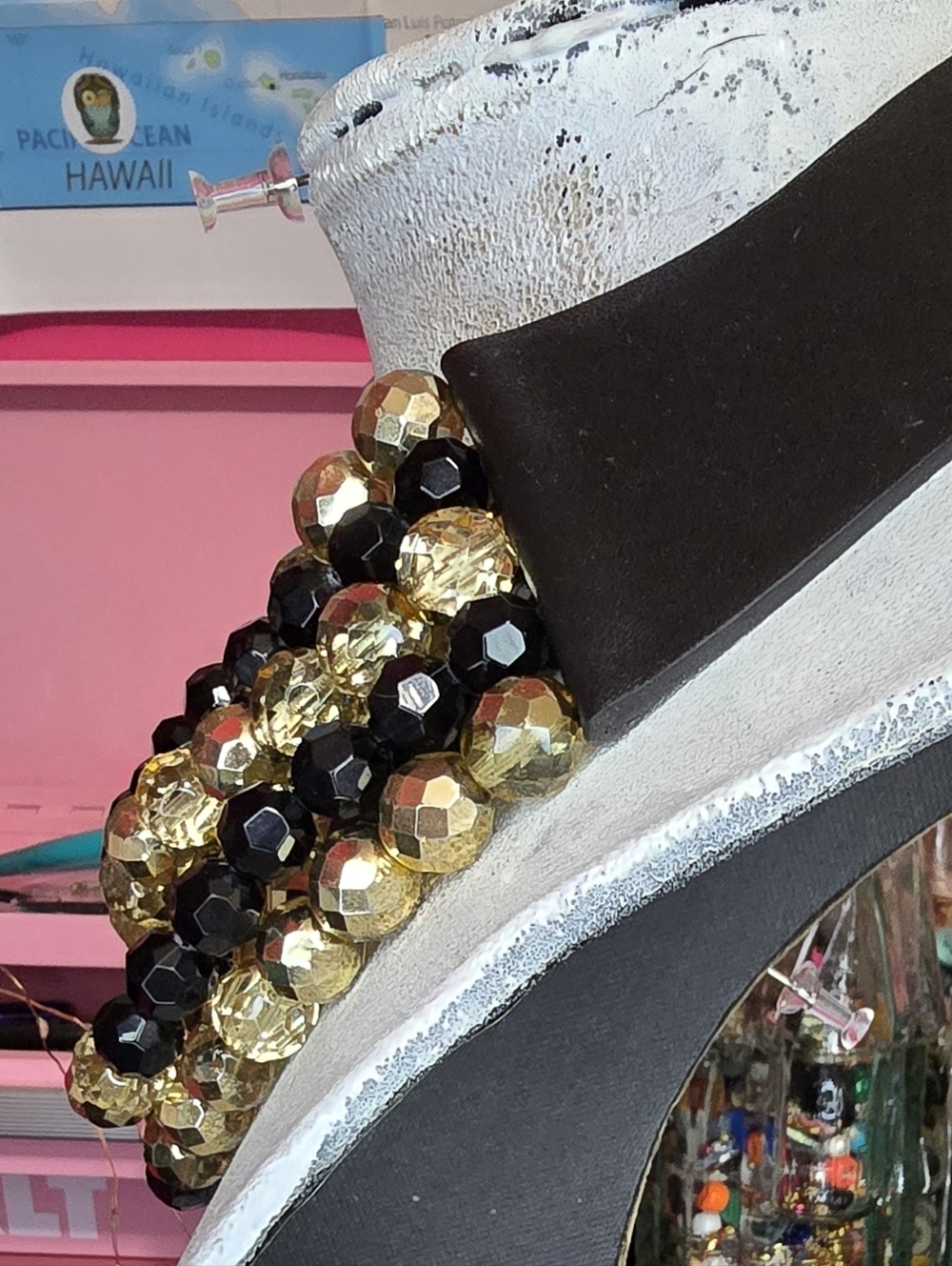 Fairchild Baldwin Gold Black Multi Strand Bead Collar Necklace - Picture 3 of 7